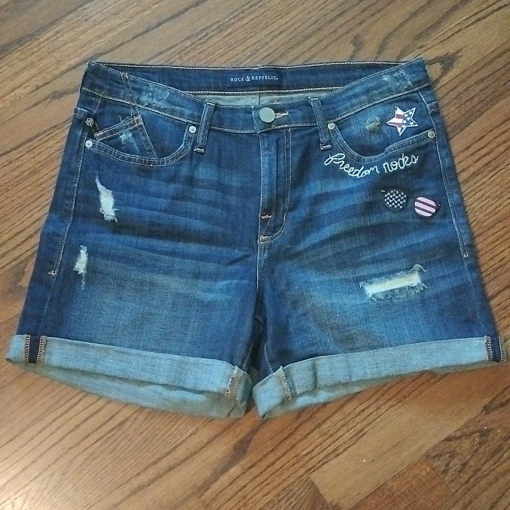 Rock & Republic Denim Stars and Stripes shorts size 12